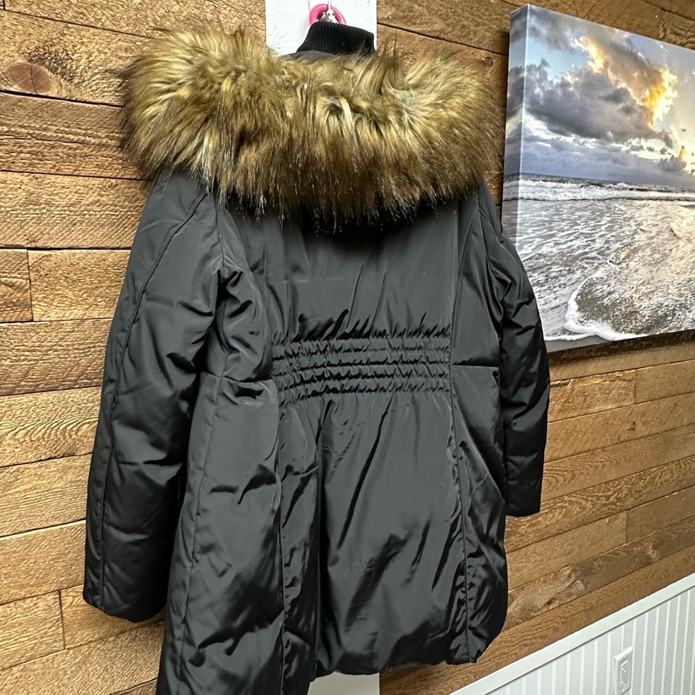 Michael Michael Kors Black Down Puffer Coat with Faux Fur Hood (Size XL) - Picture 6 of 7